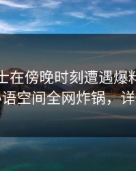 业内人士在傍晚时刻遭遇爆料出乎意料，秘语空间全网炸锅，详情直击