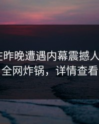 神秘人在昨晚遭遇内幕震撼人心，17c全网炸锅，详情查看