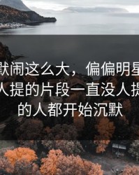 这次沉默闹这么大，偏偏明星黑料这个少有人提的片段一直没人提，看懂的人都开始沉默