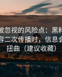 最容易被忽视的风险点：黑料不打烊相关内容二次传播时，信息会如何被扭曲（建议收藏）
